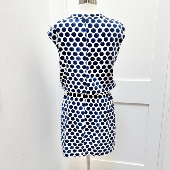GAP Navy Polka Dot Drop Waist Drawstring Cotton Dress - Picture 5 of 10